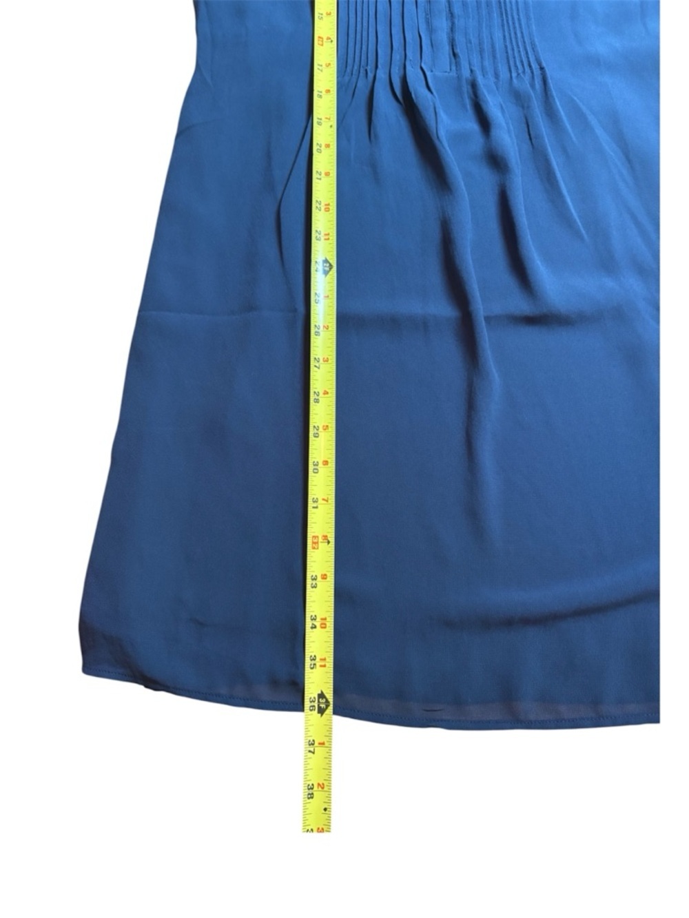 H&M Dark Teal Chiffon Dress Pin-Tuck Pleats Minimalist Dark Academia Size Small - Picture 12 of 16